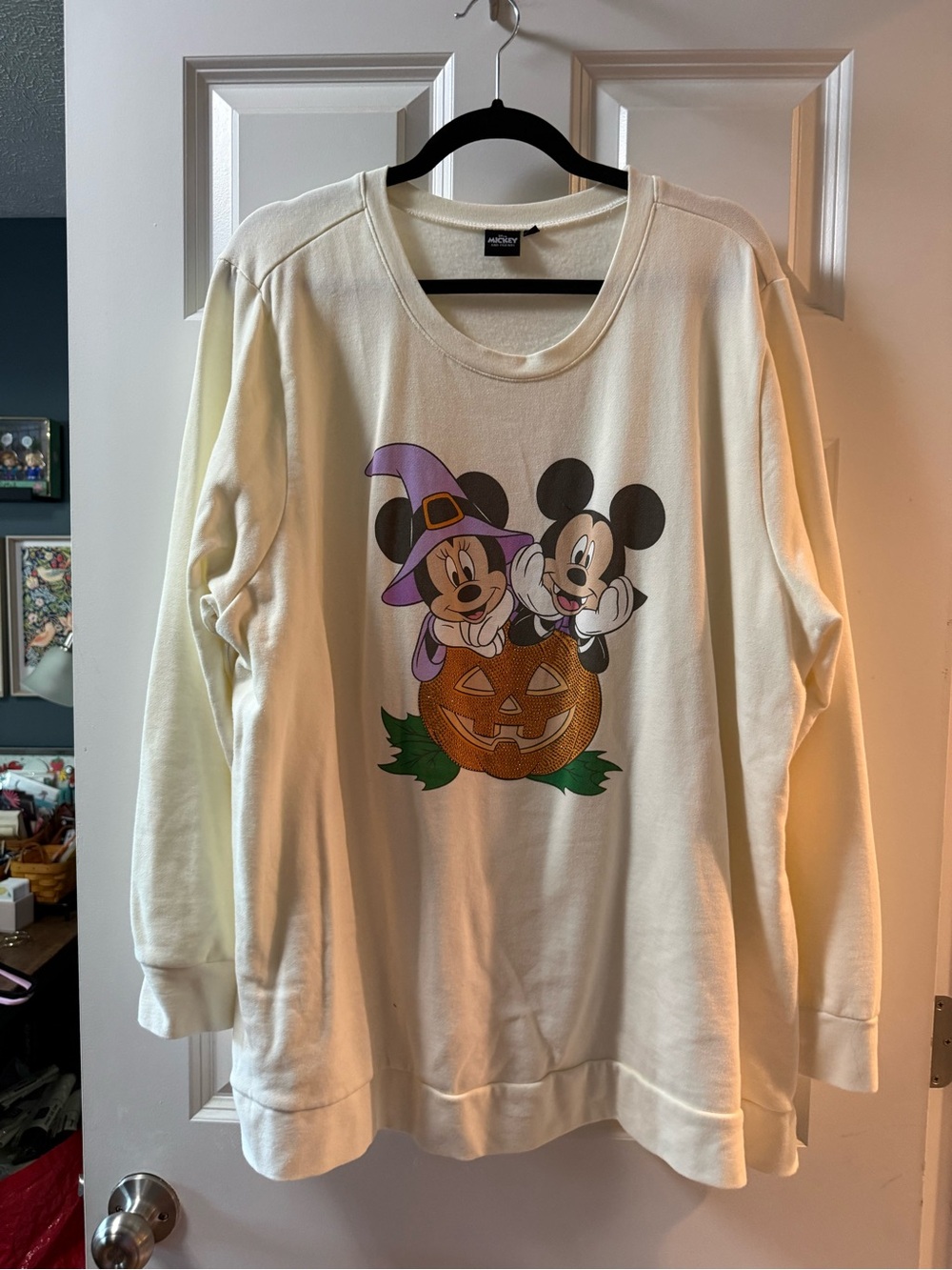 Disney Cream Mickey & Minnie Halloween Pullover with Pumpkin Graphic
